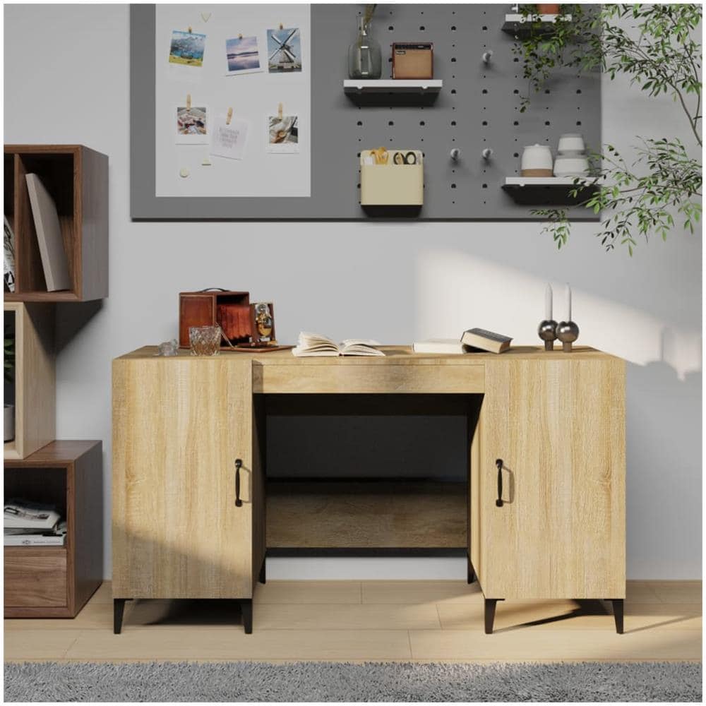 Scrivania Rovere Sonoma 140x50x75 Cm In Legno Multistrato - Foto 1
