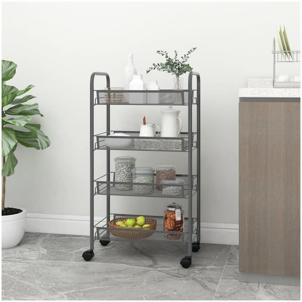 Carrello Da Cucina Con 4 Ripiani Grigio 46x26x64 Cm In Ferro - Foto 1