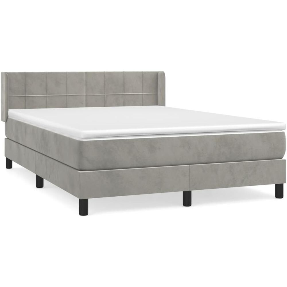 Giroletto A Molle Con Materasso Grigio Chiaro 140x200cm Velluto - Foto 2