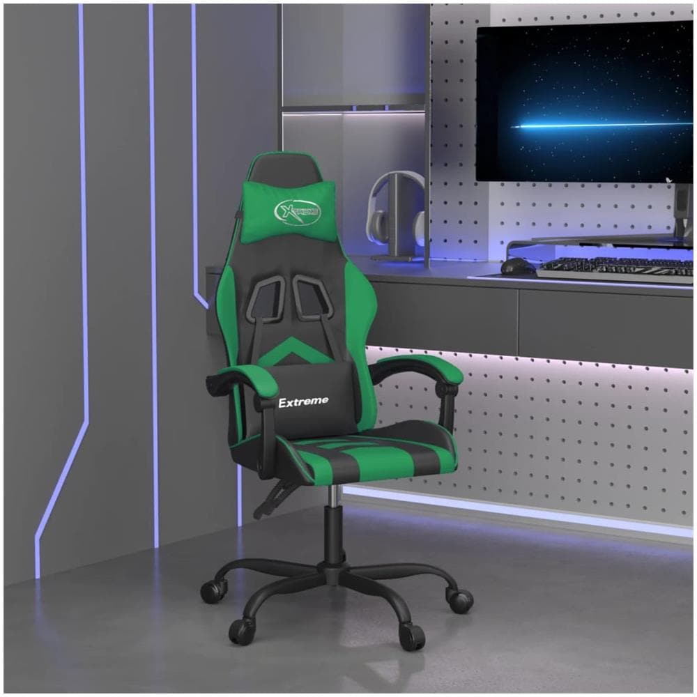 Sedia Da Gaming Nera E Verde In Similpelle - Foto 1
