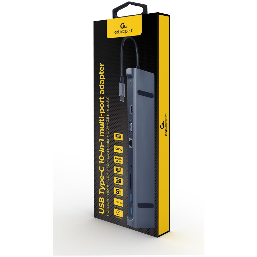 A-CM-COMBO10-01 replicatore di porte e docking station per laptop Cablato USB 3.2 Gen 1 (3.1 Gen 1) Type-C Grigio - Foto 2