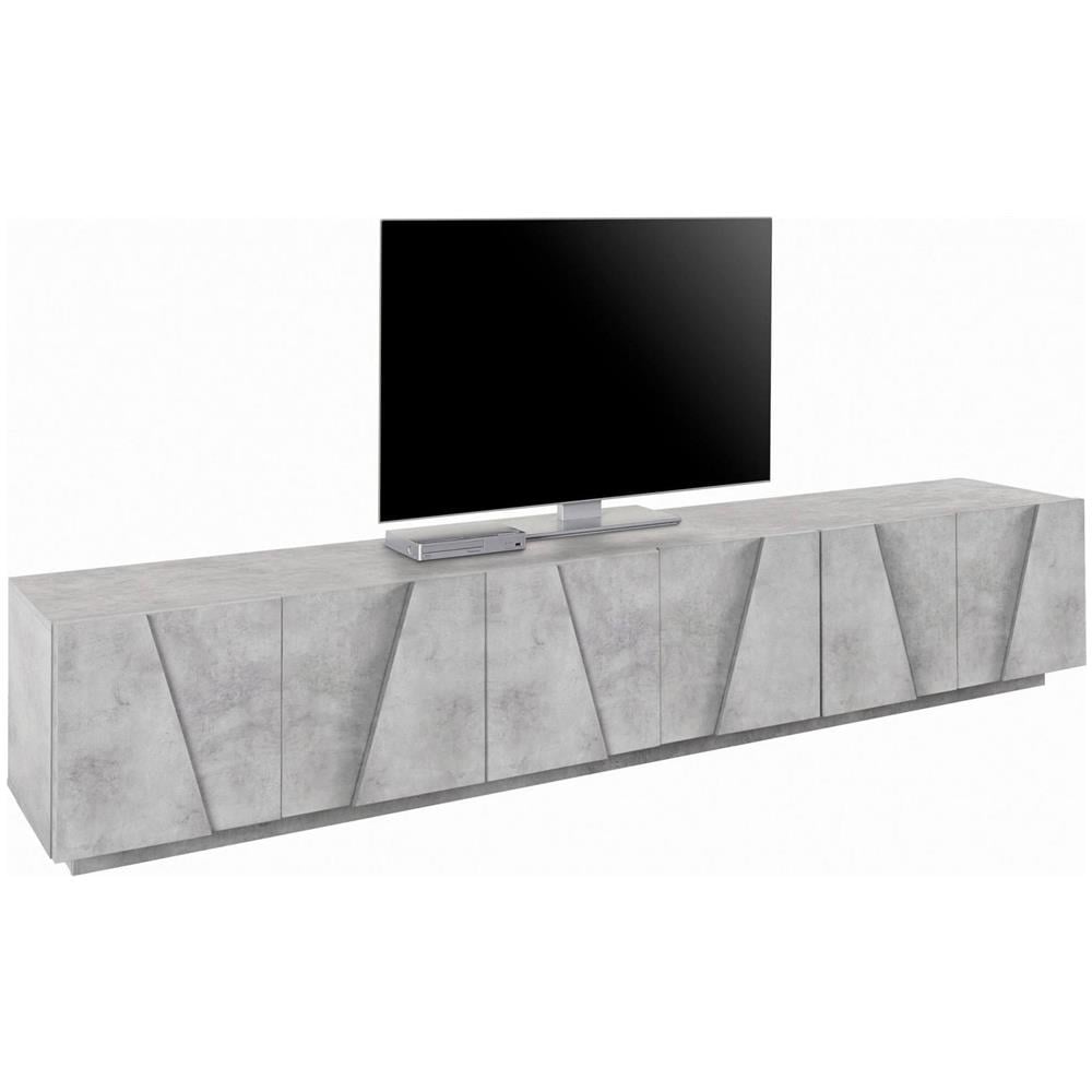 Mobile Porta Tv Lucas, Credenza Bassa Da Soggiorno, Base Porta Tv, 100% Made In Italy, Cm 244x44h46, Cemento Scuro - Foto 4