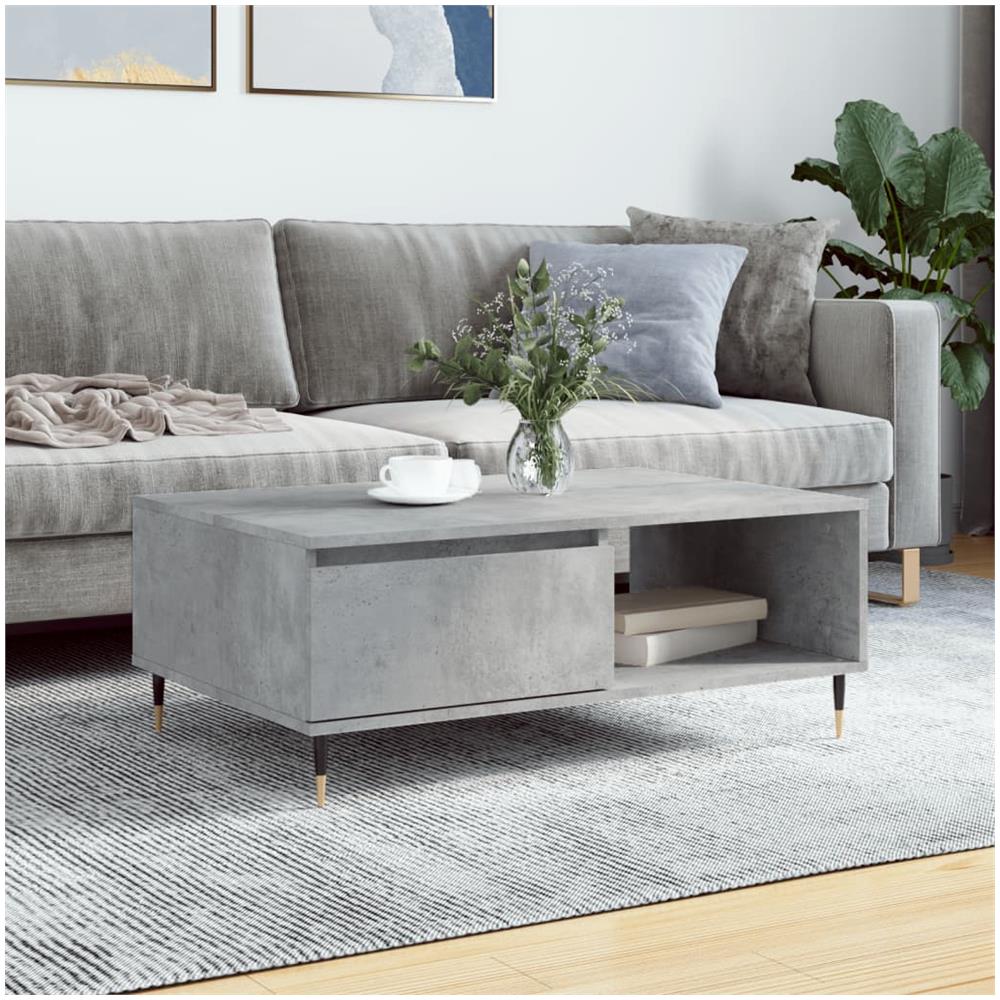 Tavolino Da Salotto Grigio Cemento 90x60x35cm Legno Multistrato - Foto 1
