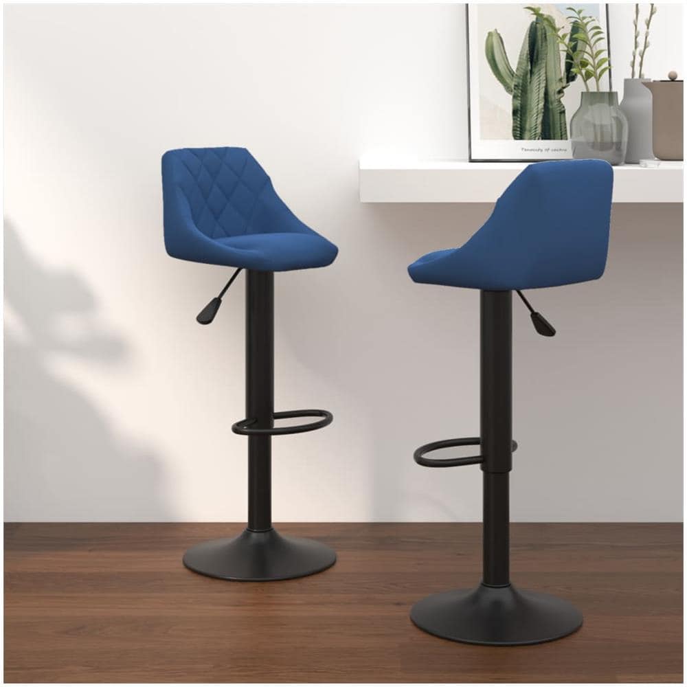 Sgabelli Da Bar 2 Pz Blu In Velluto - Foto 1