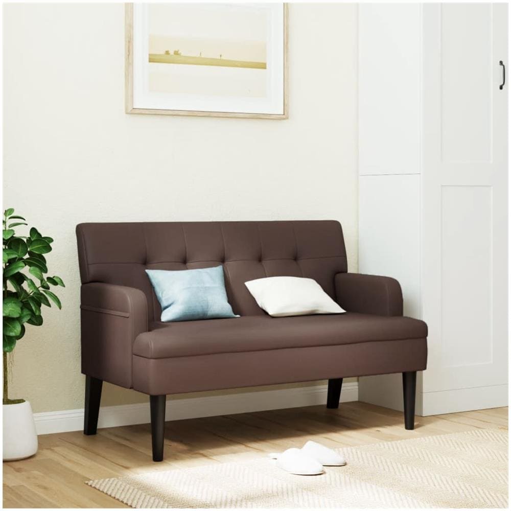 Panca Con Schienale Marrone 112x65,5x75 Cm In Similpelle - Foto 1