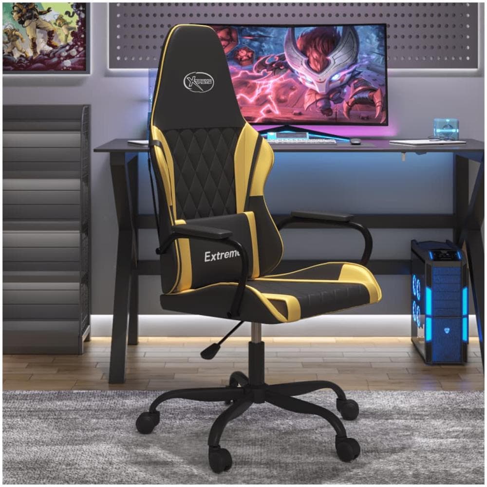 Sedia Da Gaming Massaggiante Nero E Oro In Similpelle - Foto 1