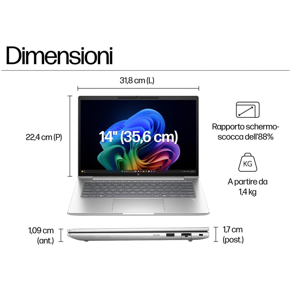 Notebook ProBook 4 G1a AMD Ryzen 7 250 Monitor 14" WUXGA RAM 16 GB SSD 512 GB AMD Radeon 780M Graphics Windows 11 Pro - Foto 4