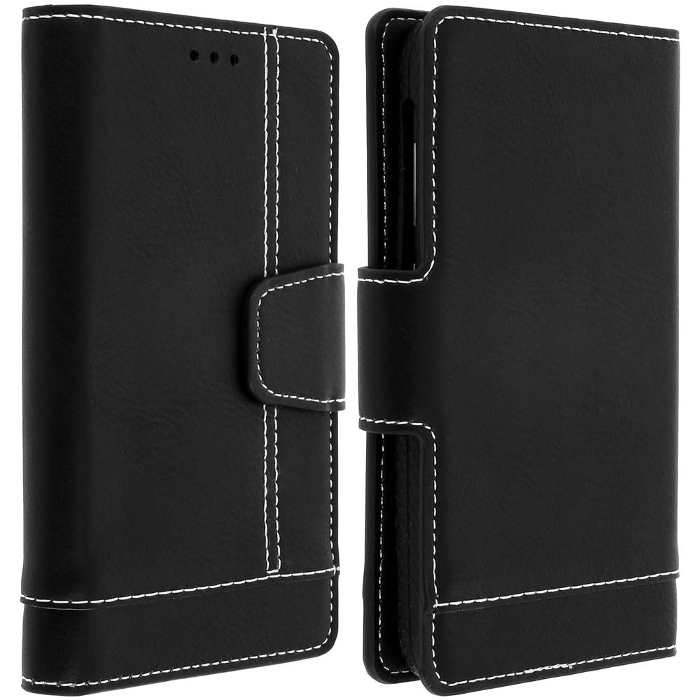 Custodia Smartphone 5.0' A 5.5' Universale Portafoglio Nero Slide Cover - Foto 1