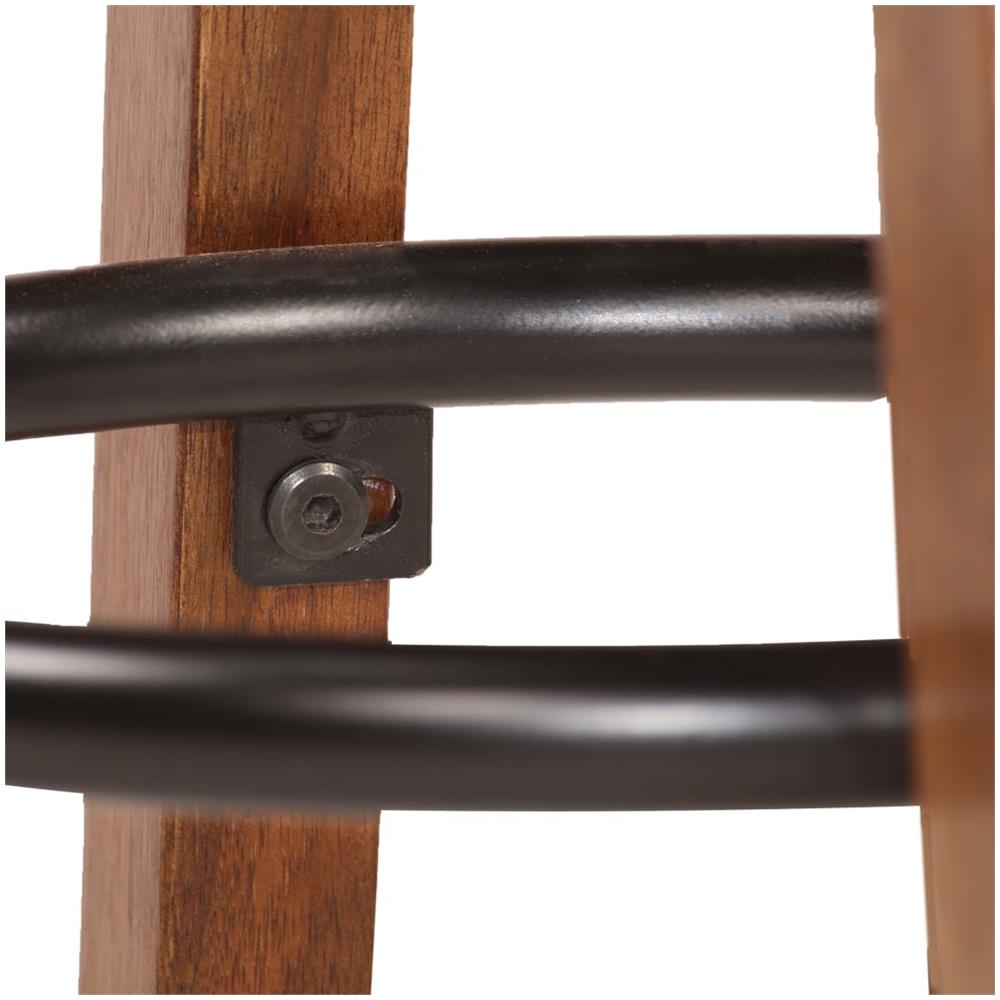 Sedie Da Bar 2 Pz In Massello Di Acacia E Vera Pelle 45x45x76cm - Foto 7