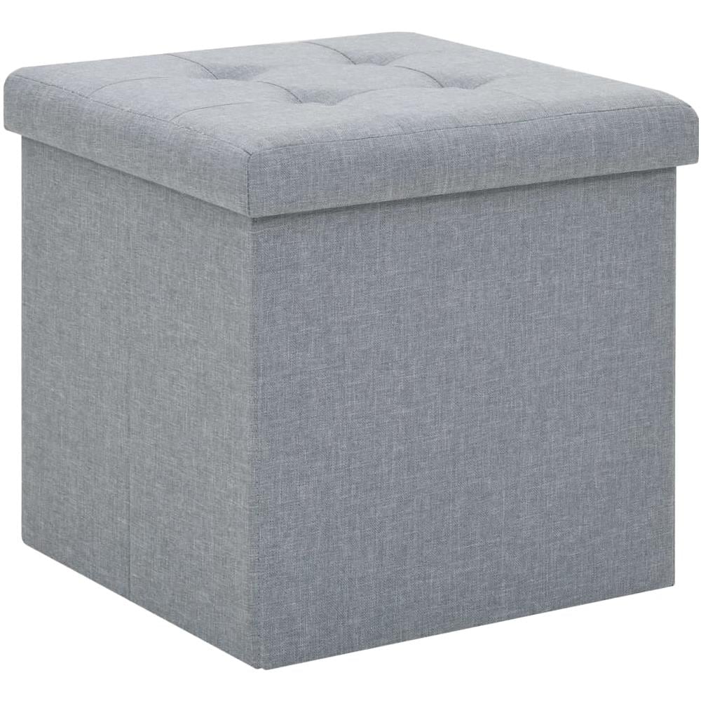 Sgabello Pieghevole In Simil Lino 38x38x38 Cm Grigio Chiaro - Foto 1