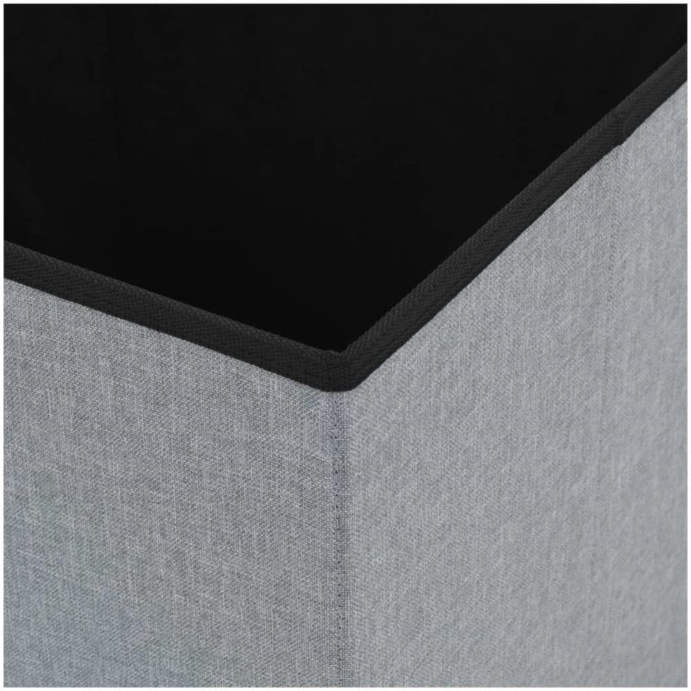 Sgabello Pieghevole In Simil Lino 38x38x38 Cm Grigio Chiaro - Foto 2