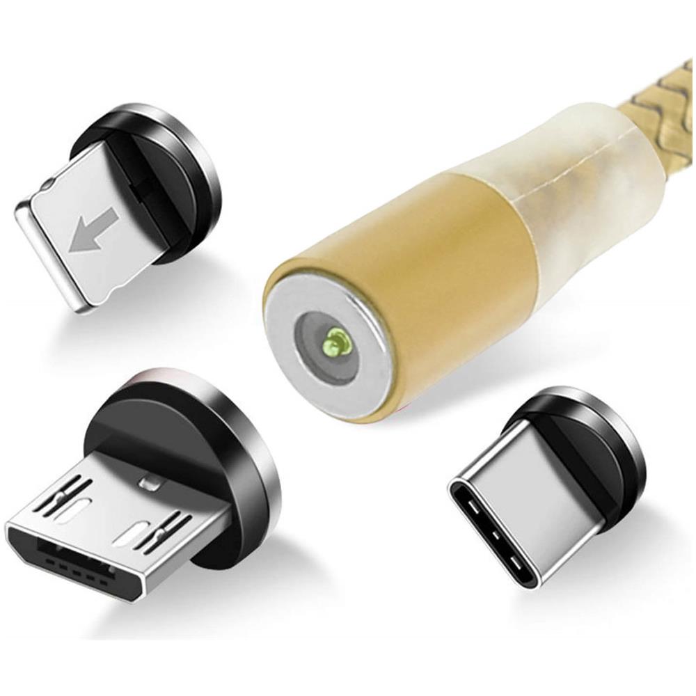 Cavo Da Usb A Lightning, Carica Da Usb-c E Micro-usb E Synchro 2.4a 1.2m Oro - Foto 1