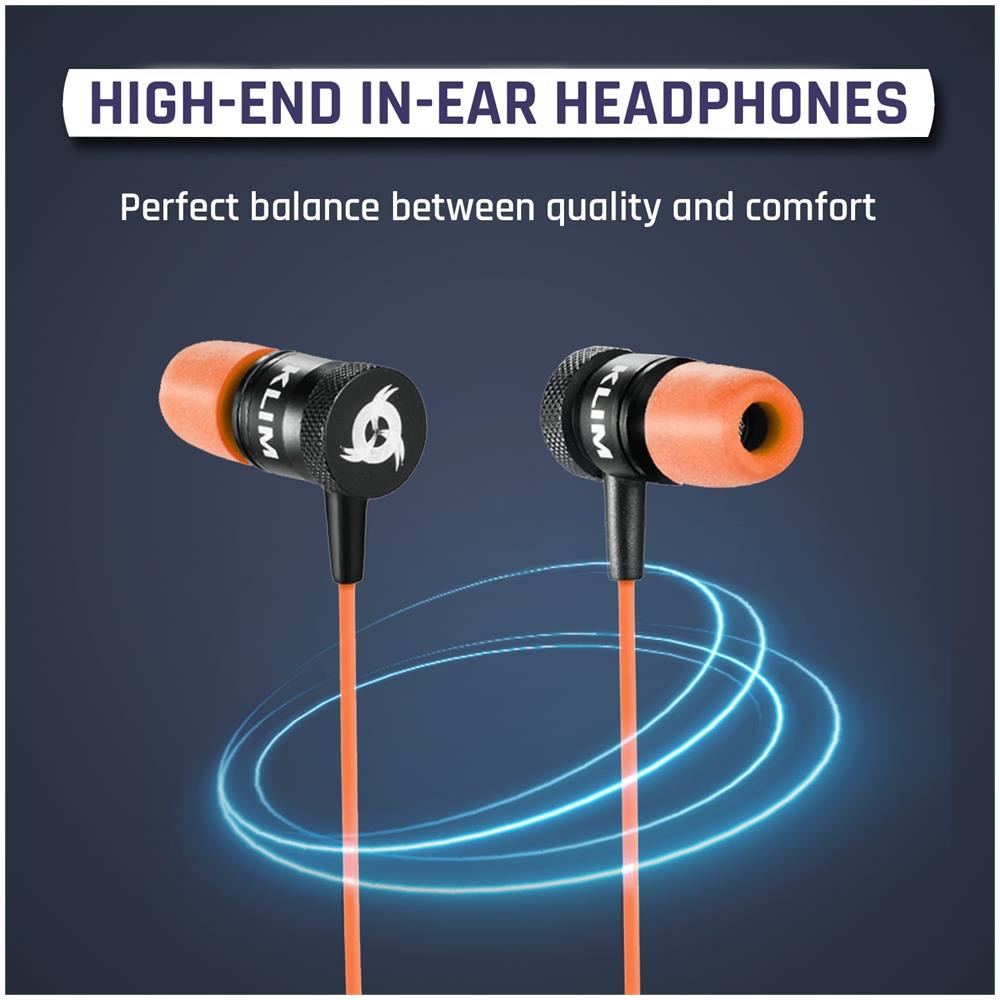 Fusion Auricolari Con Microfono + Audio Di Alta Qualità + Cuffie Di Lunga Durata Con Memory Foam + Garanzia 5 Anni - Jack 3.5 Mm Per Ios Android Pc Console + Arancione - Foto 2