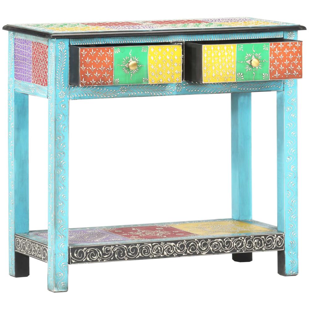 Tavolo Consolle Dipinto A Mano 80x35x75 Cm In Legno Di Mango - Foto 2