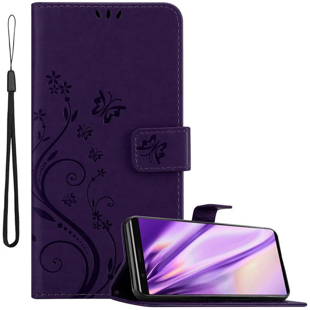 Cadorabo Custodia Compatibile Con Sony Xperia 5 In Lilla Scuro Fiore - Coperchio Protettivo In Design Floreale Con Chiusura Magnetica, Funzione Stand E Slot Per Carte - Foto 1