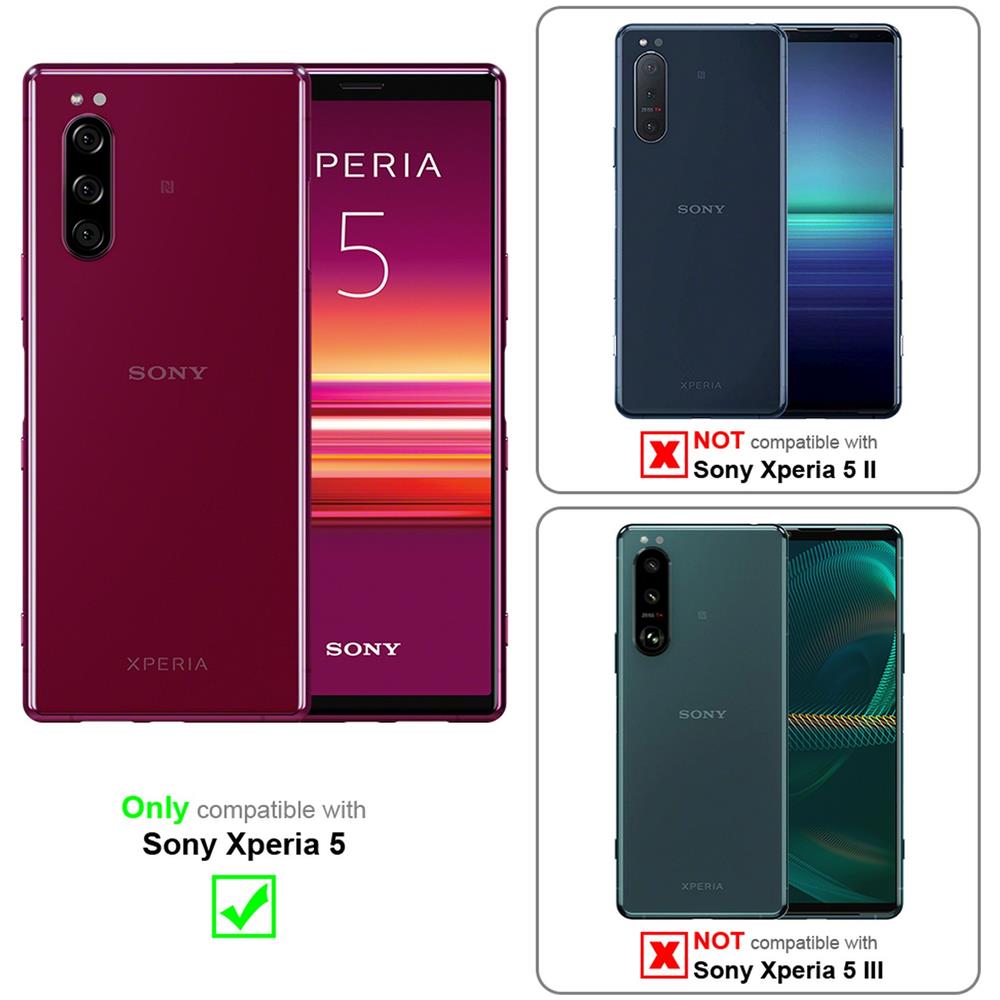 Cadorabo Custodia Compatibile Con Sony Xperia 5 In Lilla Scuro Fiore - Coperchio Protettivo In Design Floreale Con Chiusura Magnetica, Funzione Stand E Slot Per Carte - Foto 2