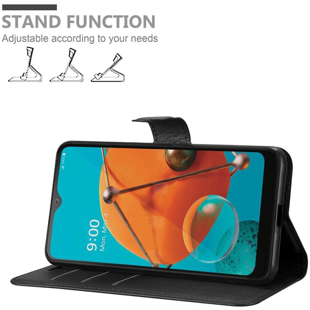 Custodia Compatibile Con Lg Kq51 In Nero Carbone - Coperchio Protettiva Con Chiusura Magnetica, Funzione Stand E Tasca Per Le Carte - Foto 2