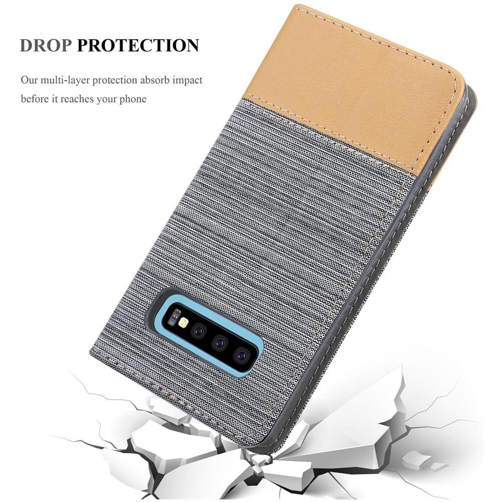 Custodia Compatibile Con Samsung Galaxy S10 5g In Grigio Chiaro Marrone - Coperchio Protettiva Con Chiusura Magnetica, Funzione Stand E Tasca Per Le Carte - Foto 8