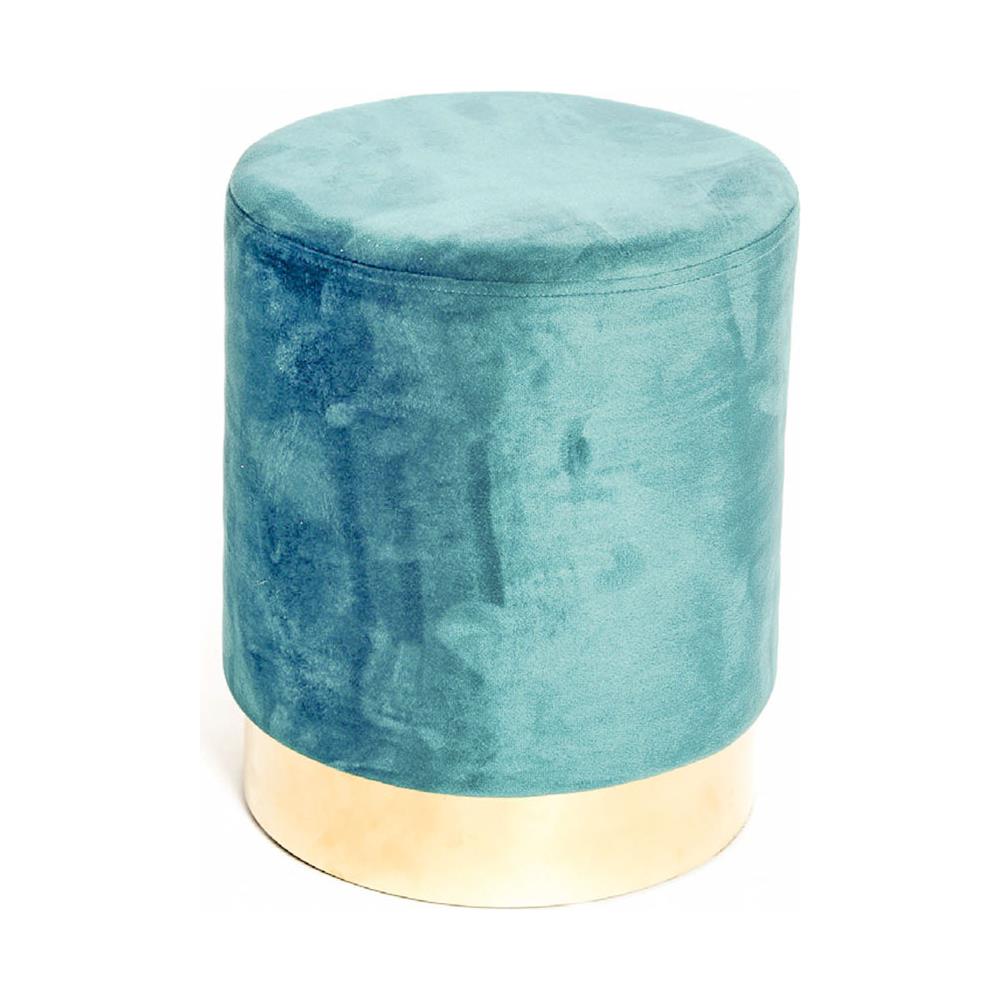 Pouf Salotto Camera Rotondo Imbottito Modello Cilindro Velvet In Tinta Unita Pouf Petrolio - Foto 1