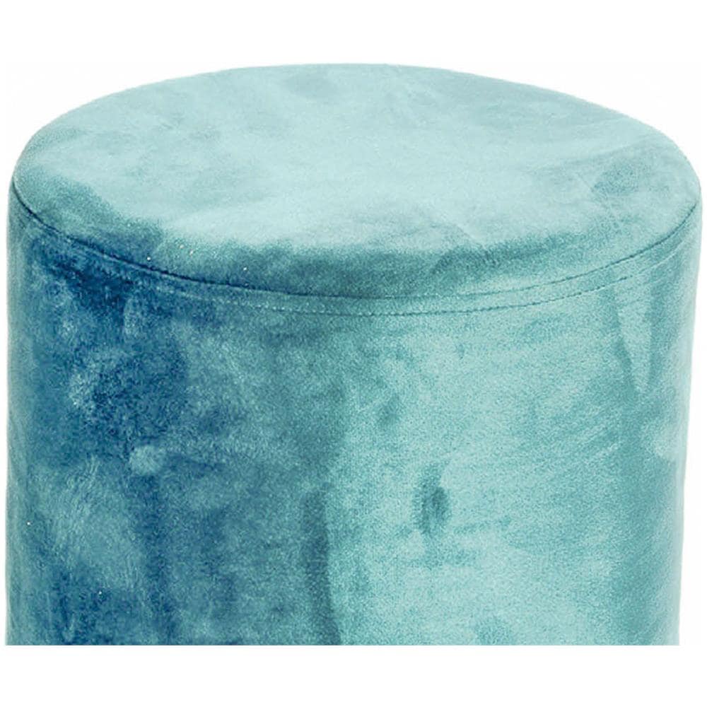 Pouf Salotto Camera Rotondo Imbottito Modello Cilindro Velvet In Tinta Unita Pouf Petrolio - Foto 5