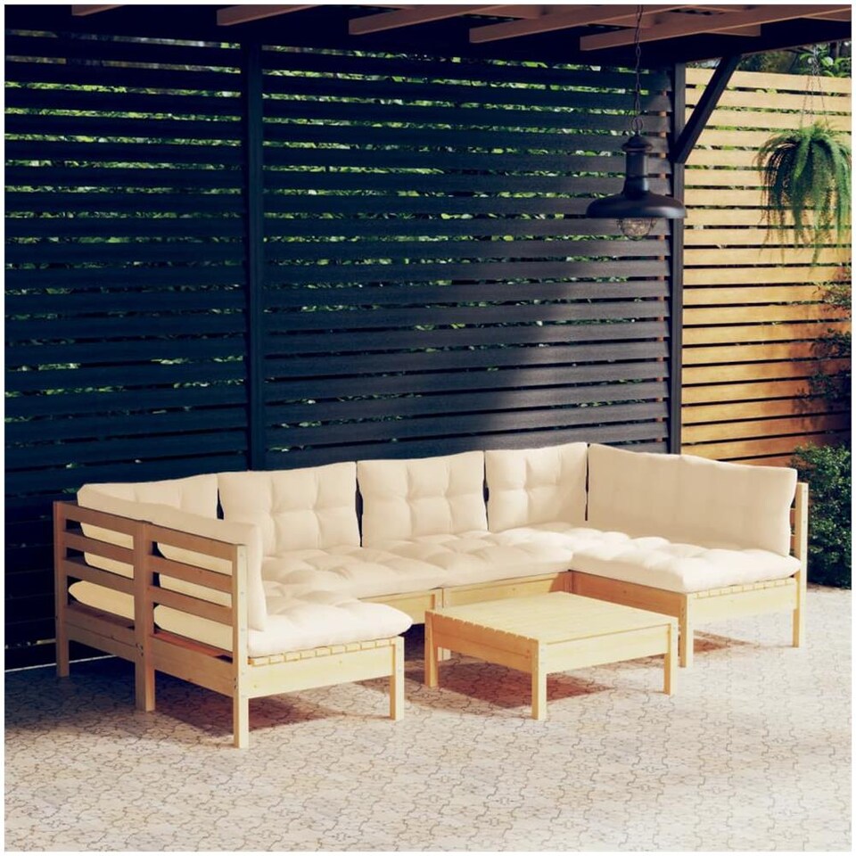 VidaXL Set Salotto Da Giardino 5 Pezzi In Legno Massello Acacia Con Cuscini Grigio/Bianco