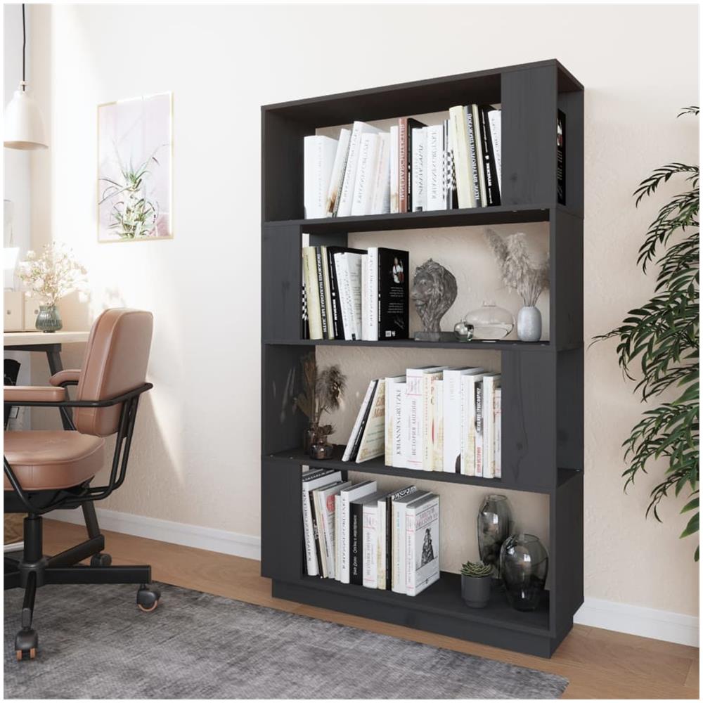 Libreria / divisorio Grigio 80x25x132 Cm Legno Massello Di Pino - Foto 3