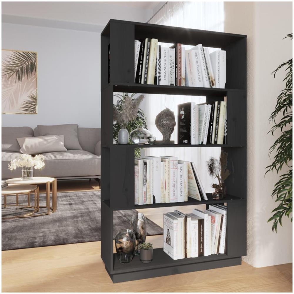 Libreria / divisorio Grigio 80x25x132 Cm Legno Massello Di Pino - Foto 1