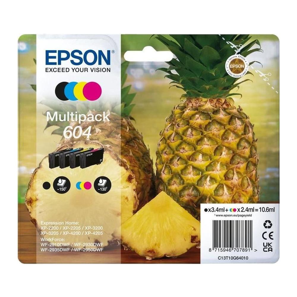 Ananas 604 Multipack Cartuccia Ink Originale Nero / Ciano / Magenta / Giallo per Expression Home XP-2200 / 4205 / WorkForce WF-2910  - Foto 2
