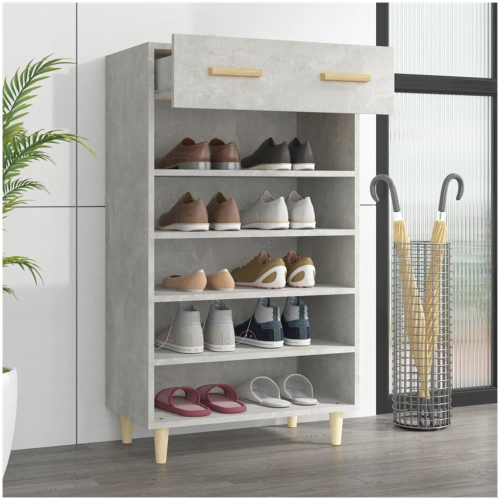 Scarpiera Grigio Cemento 60x35x105 Cm In Legno Multistrato - Foto 4