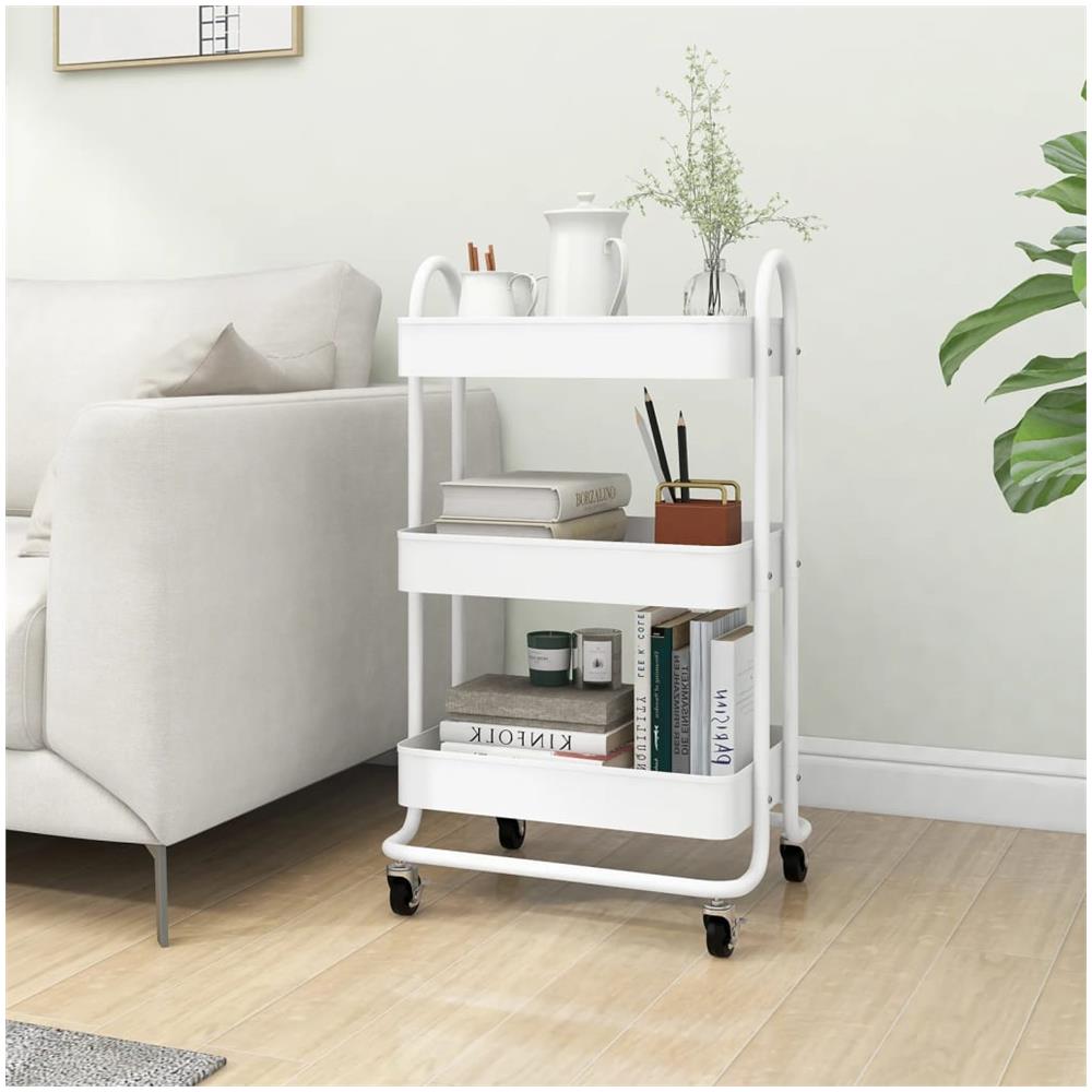 Carrello A 3 Livelli Bianco 43x34x79 Cm In Acciaio - Foto 1