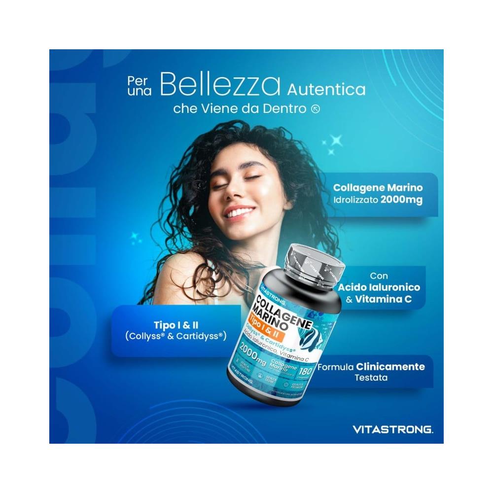 Collagene Marino Brevettato 2000mg - Collyss® & Cartidyss® - 180 Compresse, Acido Ialuronico, Vitamina C, Qualità Premium - Foto 1
