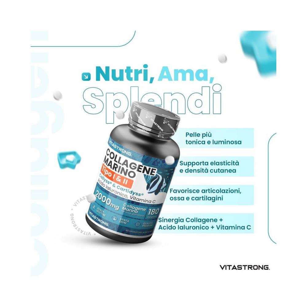 Collagene Marino Brevettato 2000mg - Collyss® & Cartidyss® - 180 Compresse, Acido Ialuronico, Vitamina C, Qualità Premium - Foto 2