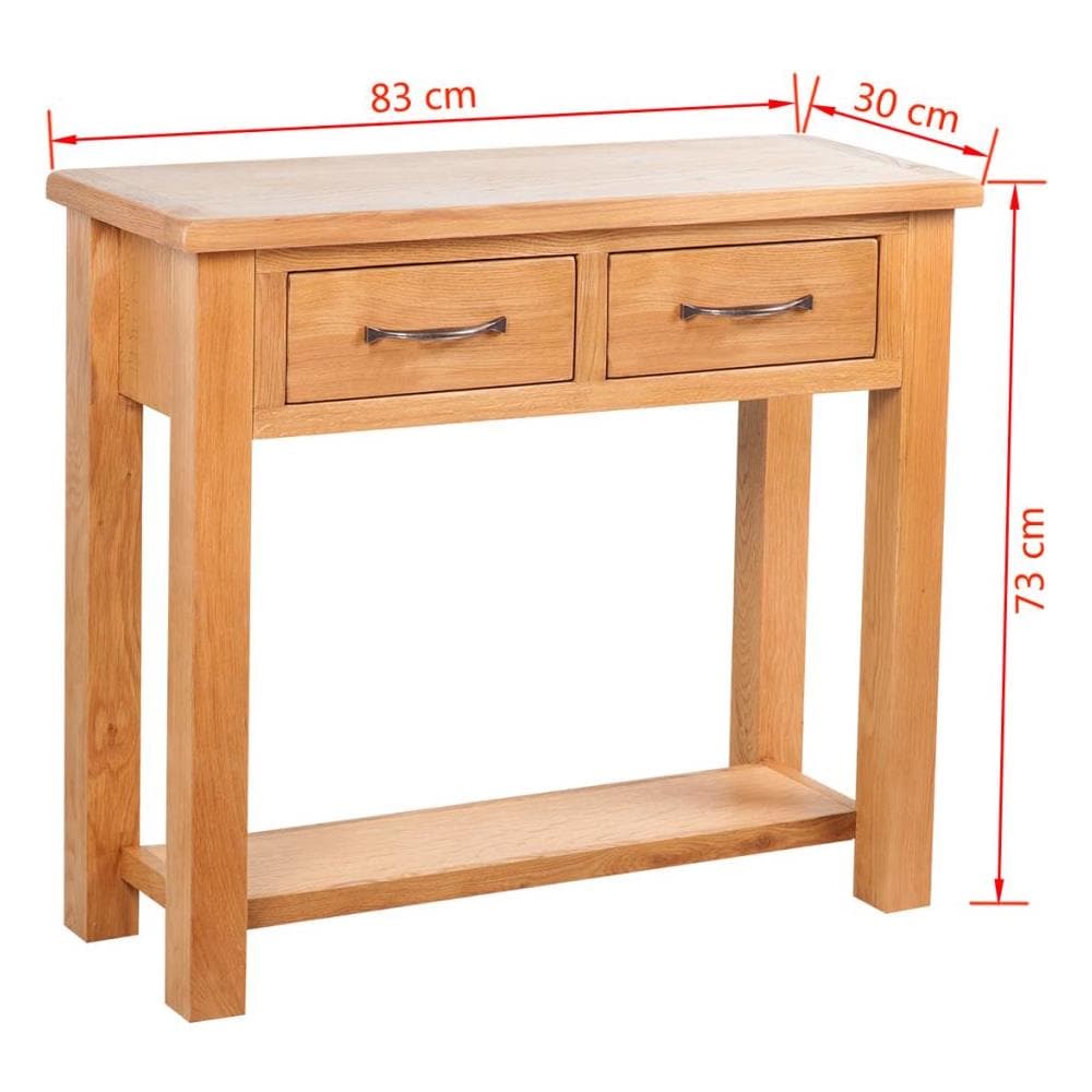 Tavolo Consolle con 2 Cassetti 83x30x73cm in Massello di Rovere - Foto 12