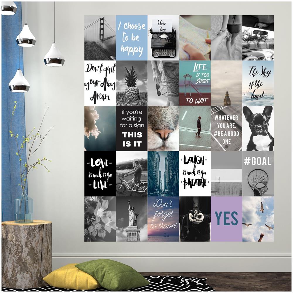 Walplus Viaggio Collage Murale Rimovibile Adesivi Da Parete Autoadesivi, Vinile, Multicolore, Confezione Da 4 - Foto 1
