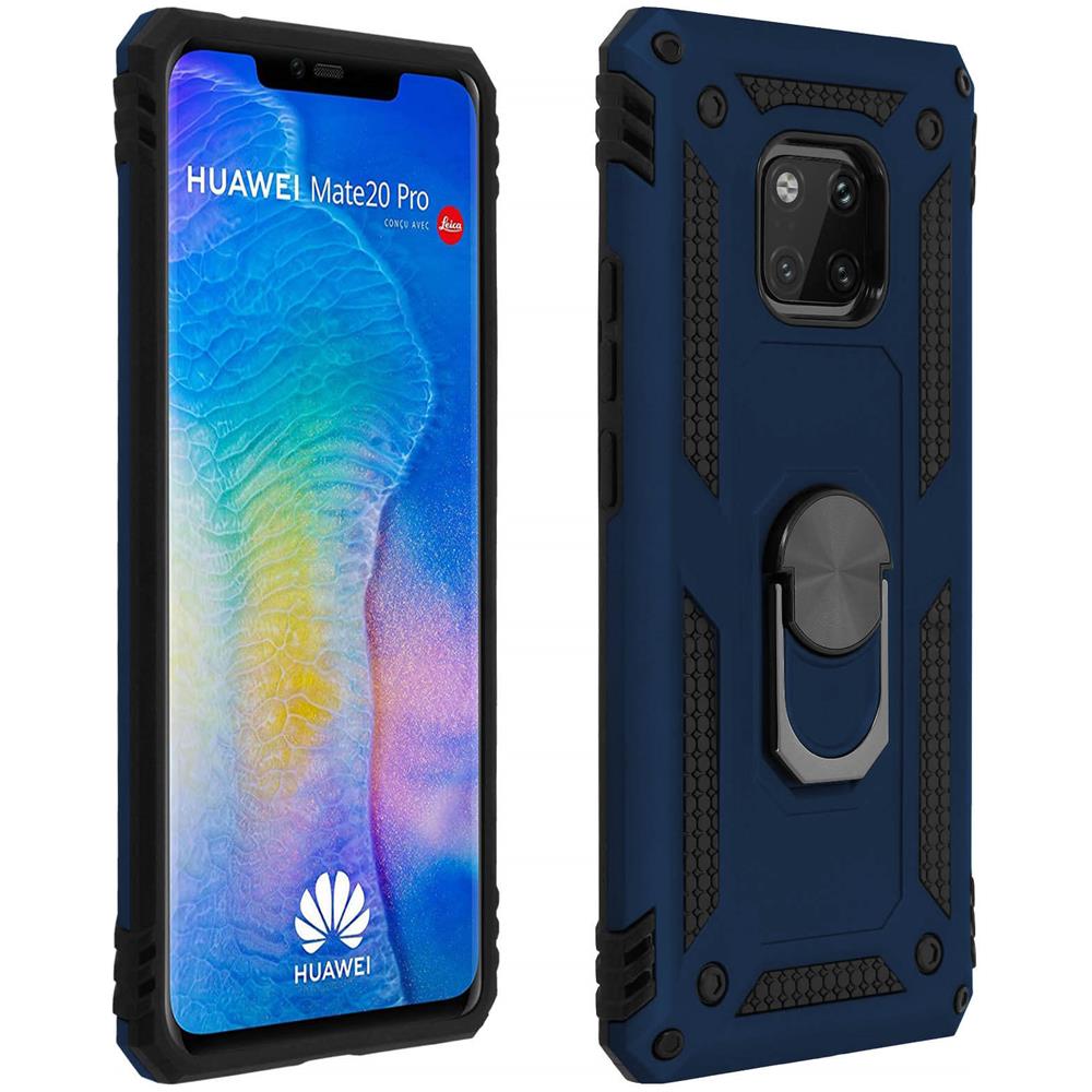Cover Huawei Mate 20 Pro Bi-materia Rigida Morbida Anello Magnetico Stand Blu - Foto 1