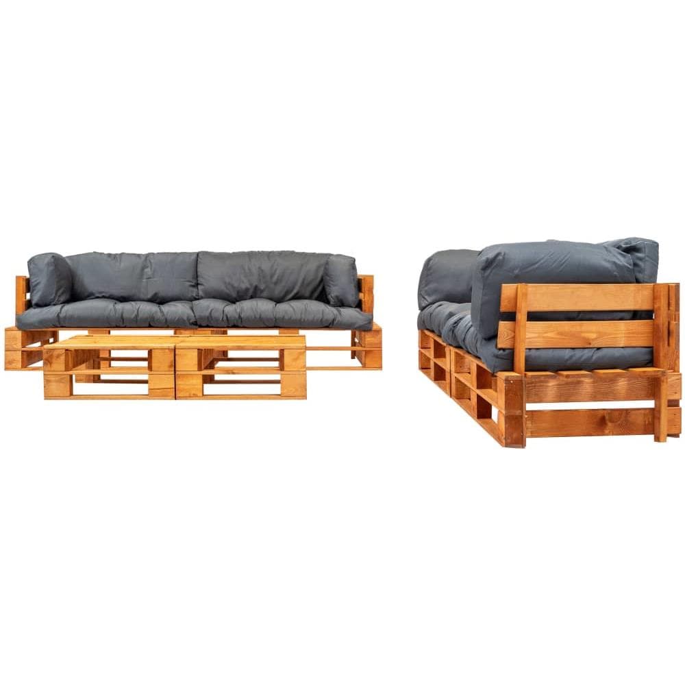 Set Divani Da Giardino Pallet 6pz Con Cuscini Grigi Legno Fsc - Foto 2