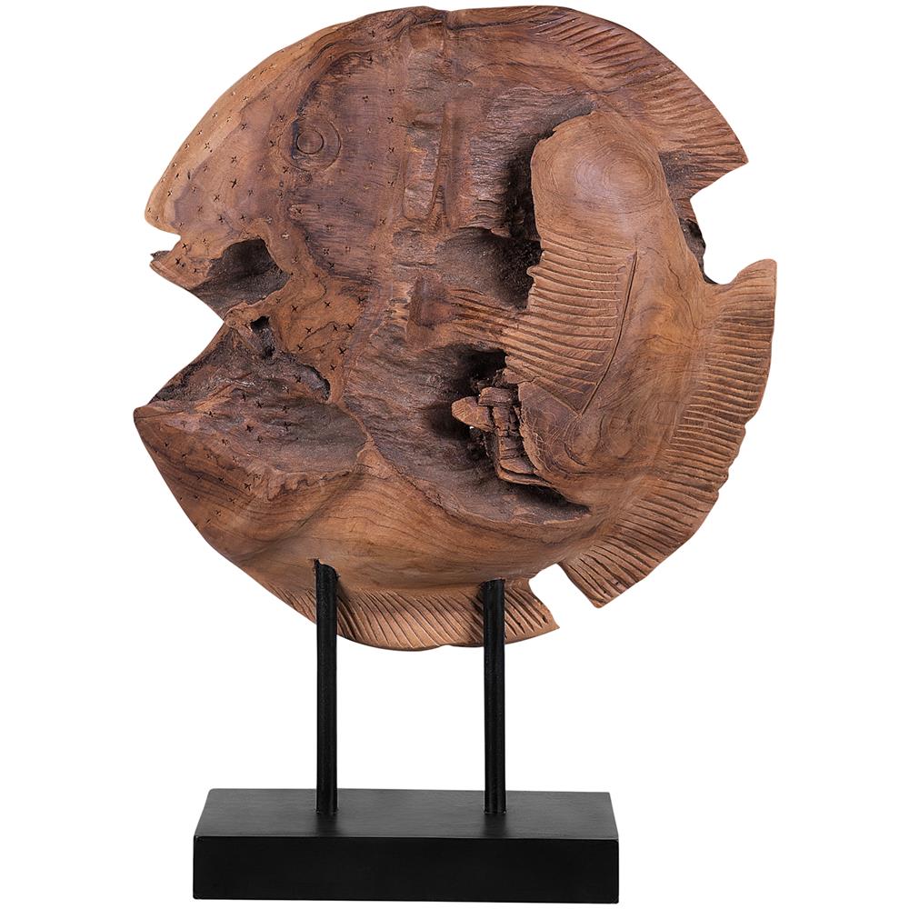 Statuetta Decorativa Pesce In Legno Chiaro Plaice Fish - Foto 1