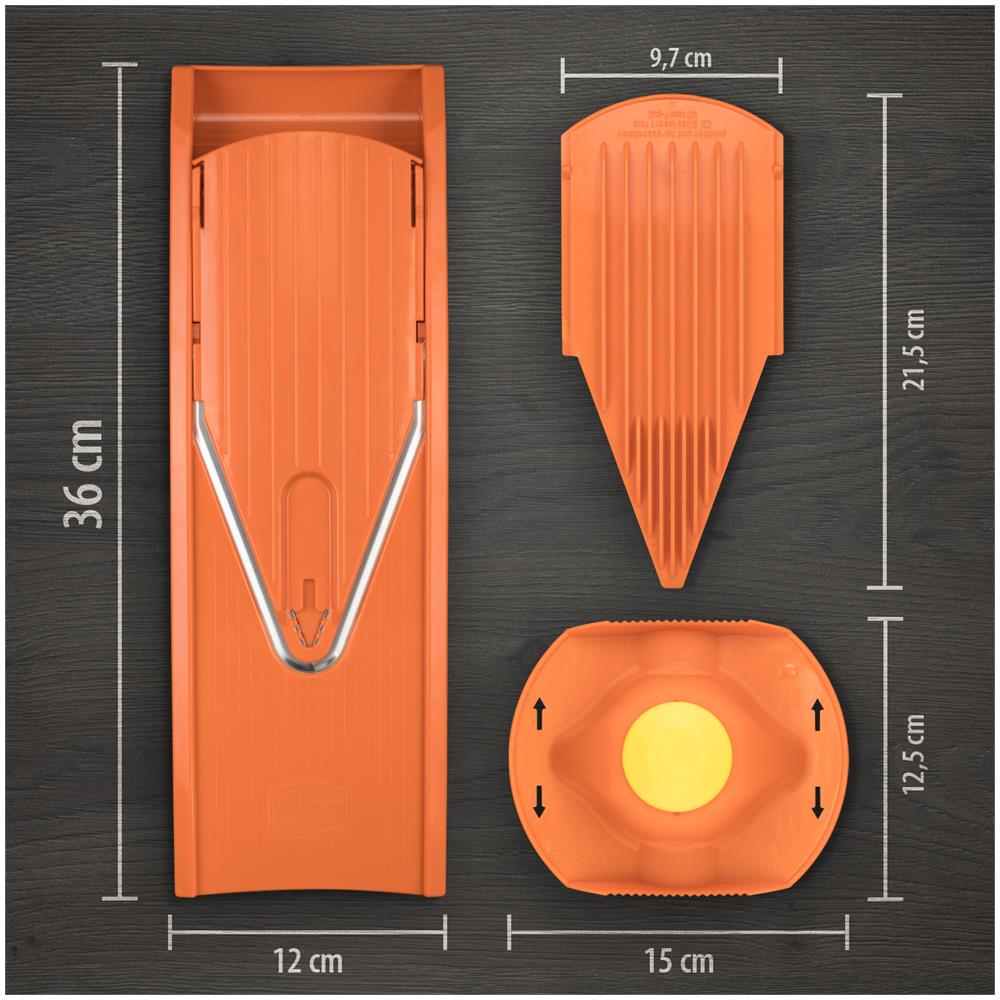 V1 set base affettatrice di verdure arancione affettatrice a V affettatrice di verdure grattugia carota grattugia di cucina grattugia di verdure affettatrice di cetriolo | arancione - Foto 2