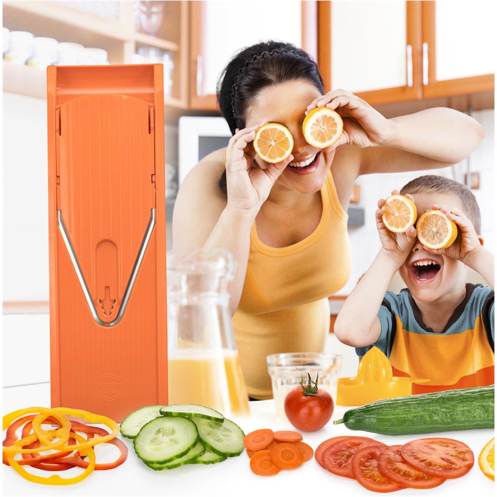 V1 set base affettatrice di verdure arancione affettatrice a V affettatrice di verdure grattugia carota grattugia di cucina grattugia di verdure affettatrice di cetriolo | arancione - Foto 7