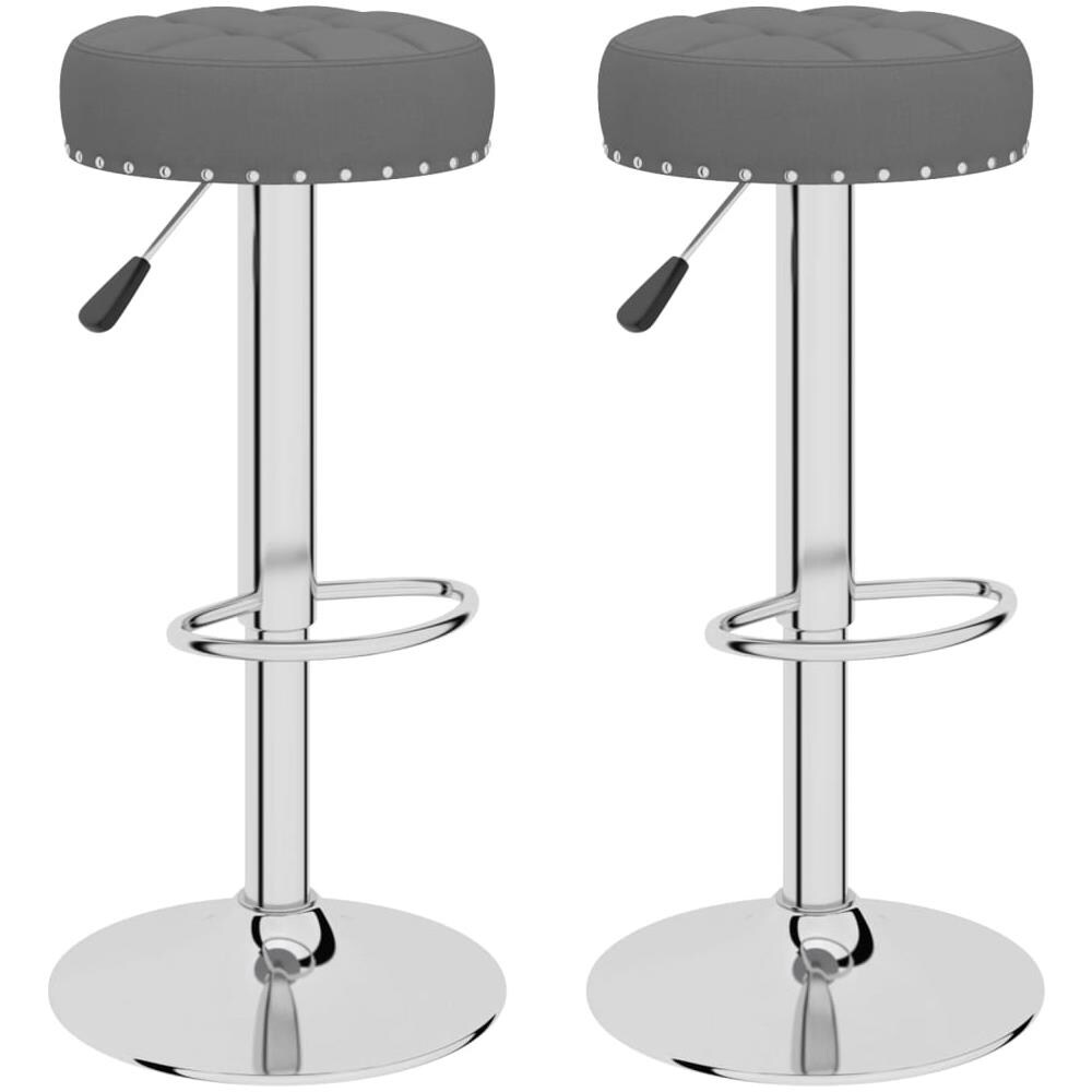 Sgabelli Da Bar 2 Pz Grigio Scuro In Tessuto - Foto 1