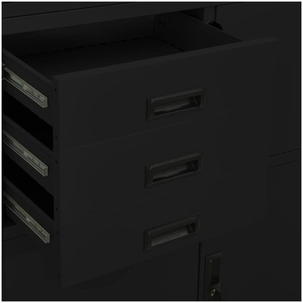 Armadio per Ufficio Nero 90x40x180 cm in Acciaio - Foto 3