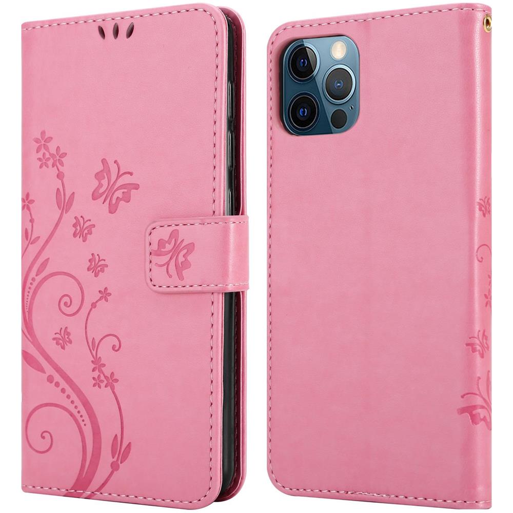 Custodia Compatibile Con Apple Iphone 12 / Iphone 12 Pro (6,1"" Zoll) In Rosa Fiore - Coperchio Protettivo In Design Floreale Con Chiusura Magnetica, Funzione Stand E Slot Per Carte - Foto 8
