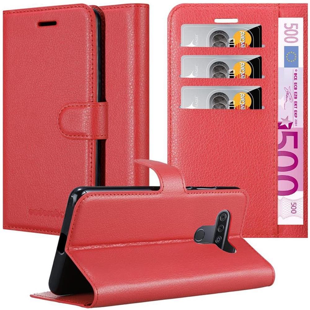 Custodia Compatibile Con Lg Kq51 In Rosso Carminio - Coperchio Protettiva Con Chiusura Magnetica, Funzione Stand E Tasca Per Le Carte - Foto 1