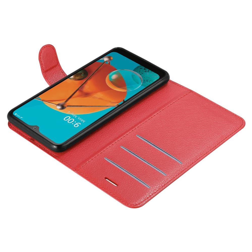 Custodia Compatibile Con Lg Kq51 In Rosso Carminio - Coperchio Protettiva Con Chiusura Magnetica, Funzione Stand E Tasca Per Le Carte - Foto 8