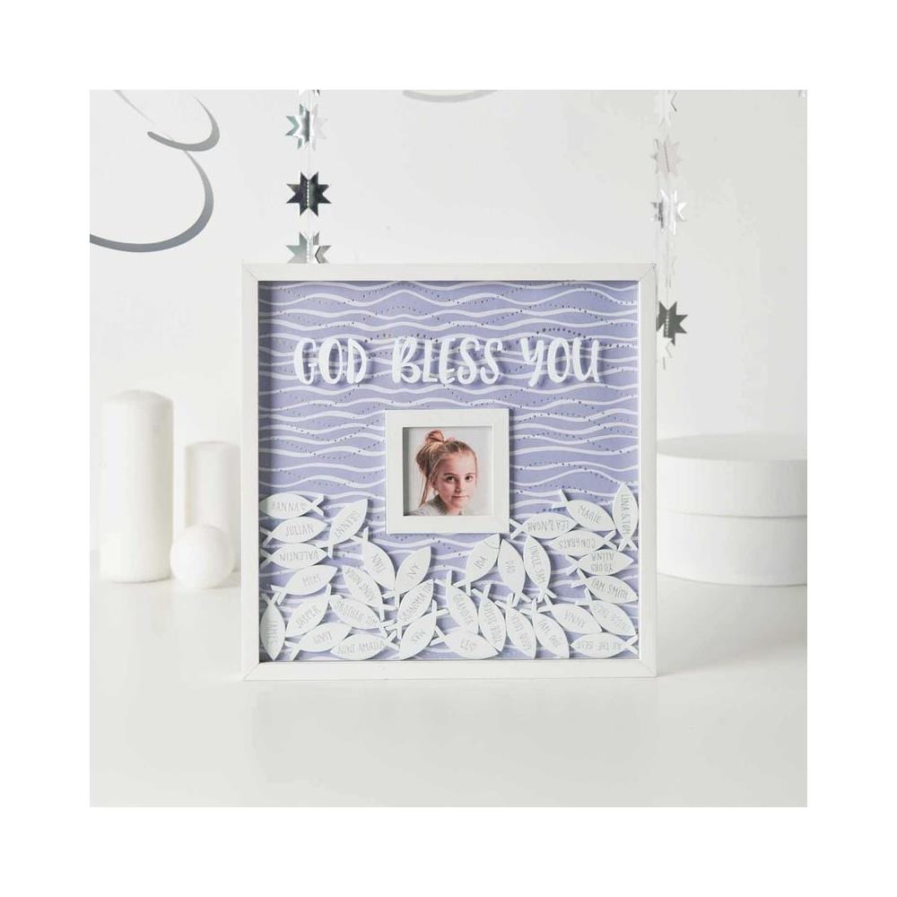 Libro Degli Ospiti Con Cornice Quadrata In Legno Bianco - 30x30 Cm - Foto 2