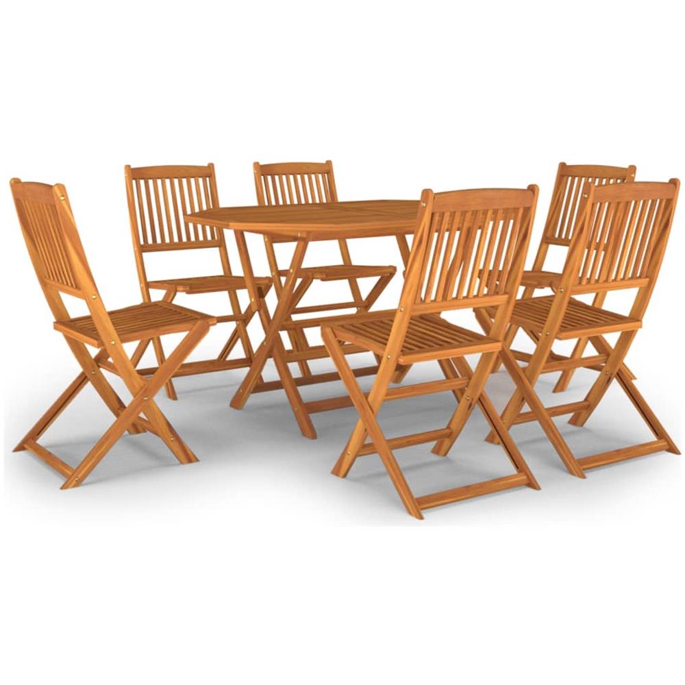 Set Mobili Da Pranzo Da Giardino 7 Pz Legno Massello Di Acacia - Foto 2