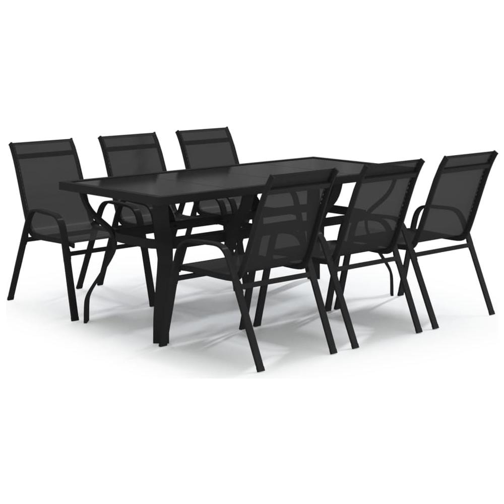 Set Mobili Da Pranzo Per Giardino 7 Pz Nero - Foto 1