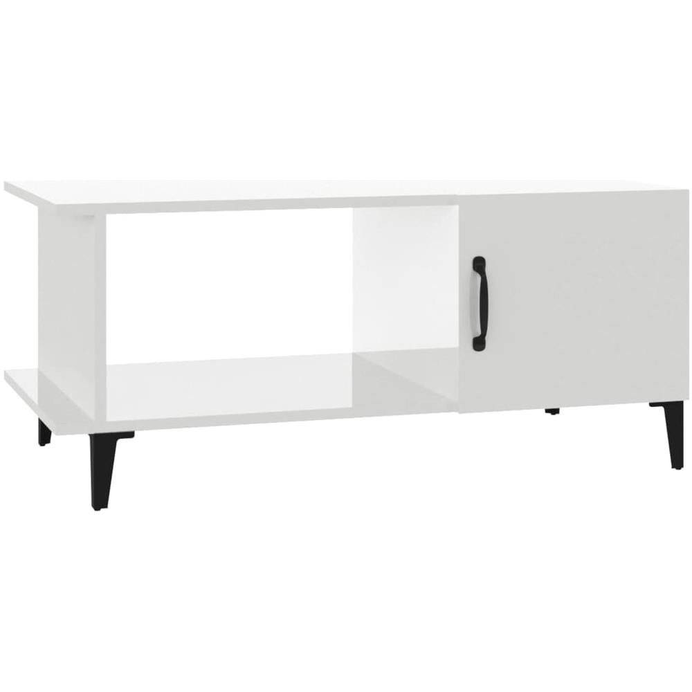 Tavolino Da Salotto Bianco Lucido 90x50x40 Cm Legno Multistrato - Foto 2