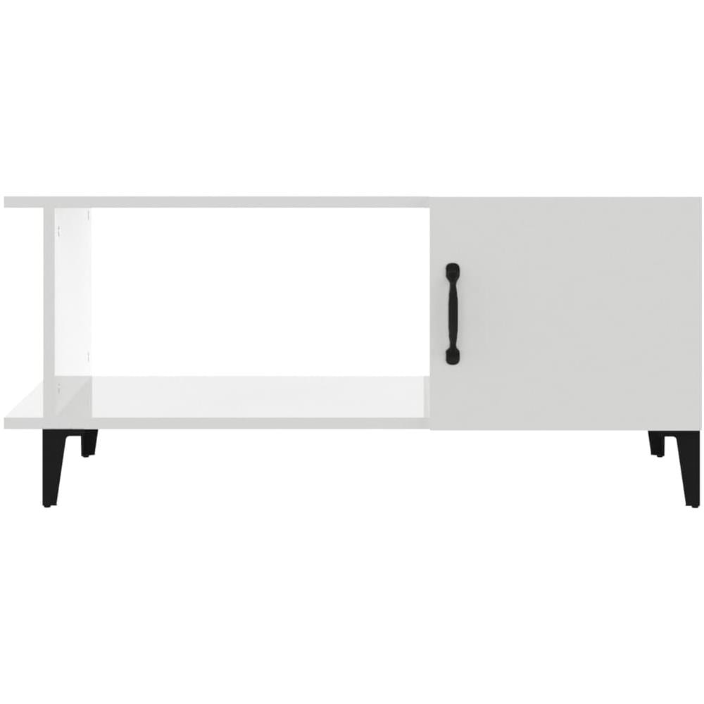 Tavolino Da Salotto Bianco Lucido 90x50x40 Cm Legno Multistrato - Foto 3