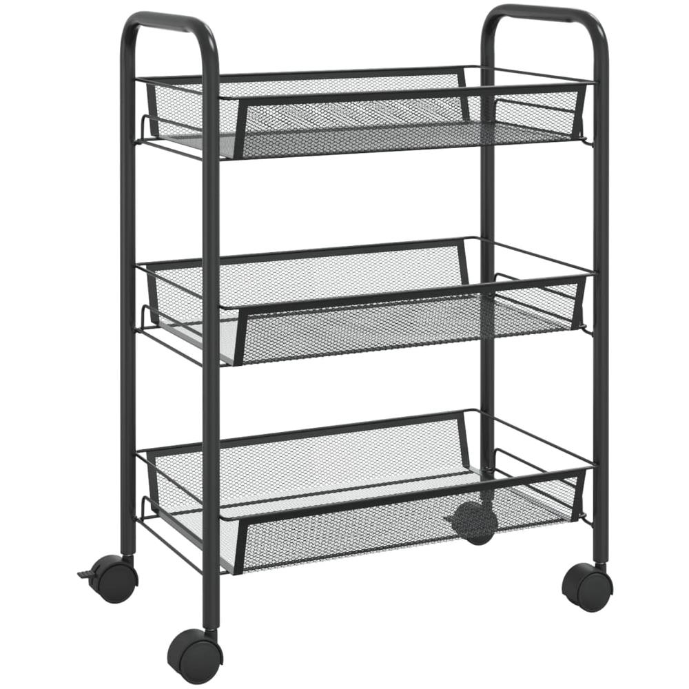 Carrello Da Cucina Con 3 Ripiani Nero 46x26x64 Cm In Ferro - Foto 2